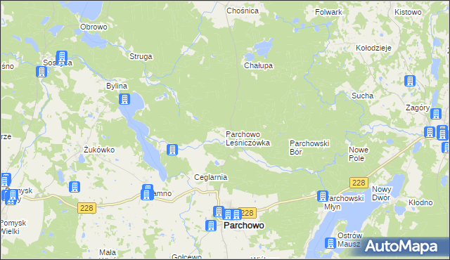 mapa Parchowo Leśniczówka, Parchowo Leśniczówka na mapie Targeo