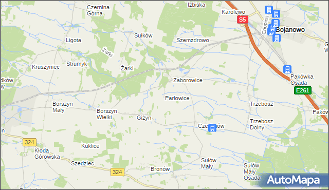 mapa Parłowice, Parłowice na mapie Targeo
