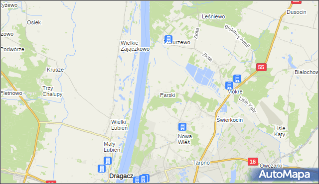 mapa Parski gmina Grudziądz, Parski gmina Grudziądz na mapie Targeo