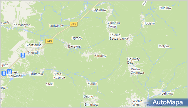 mapa Paruchy, Paruchy na mapie Targeo