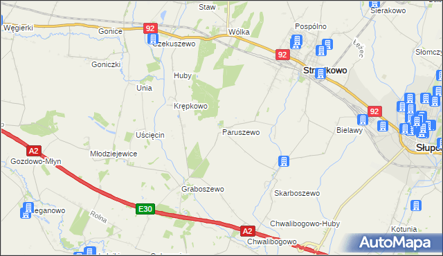 mapa Paruszewo, Paruszewo na mapie Targeo