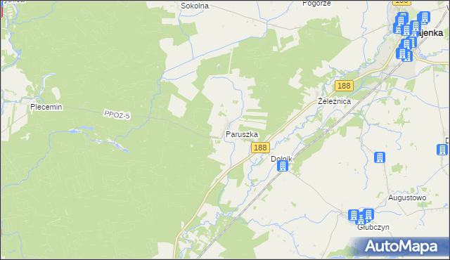 mapa Paruszka, Paruszka na mapie Targeo
