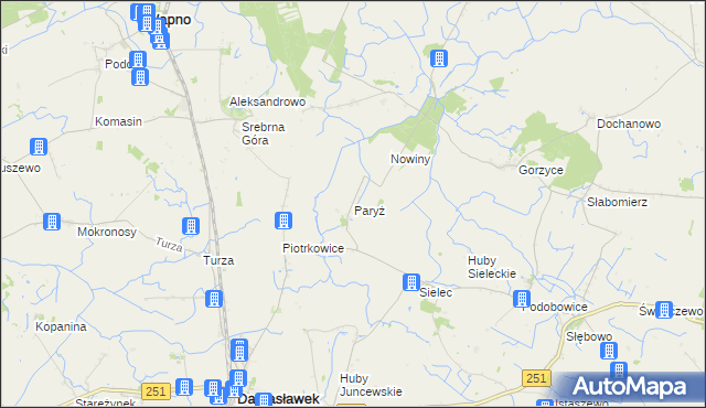 mapa Paryż gmina Żnin, Paryż gmina Żnin na mapie Targeo