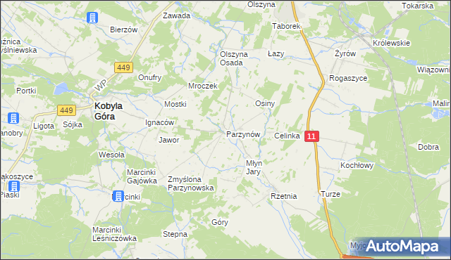 mapa Parzynów, Parzynów na mapie Targeo