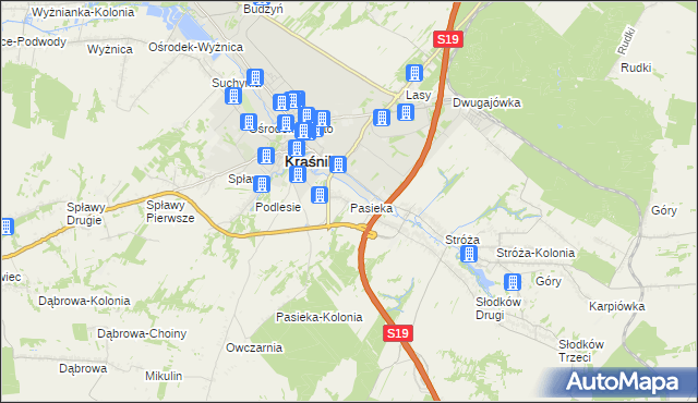 mapa Pasieka gmina Kraśnik, Pasieka gmina Kraśnik na mapie Targeo