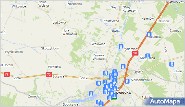 mapa Pasieka Wałowska, Pasieka Wałowska na mapie Targeo