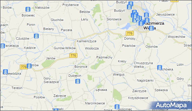 mapa Paśmiechy, Paśmiechy na mapie Targeo