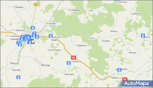 mapa Pawłocin, Pawłocin na mapie Targeo