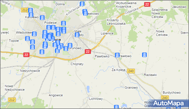 mapa Pawłówko gmina Chojnice, Pawłówko gmina Chojnice na mapie Targeo