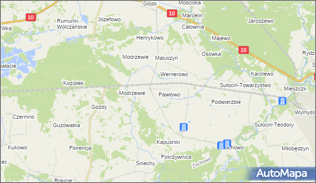 mapa Pawłowo gmina Sierpc, Pawłowo gmina Sierpc na mapie Targeo