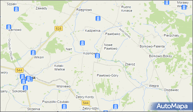 mapa Pawłowo Kościelne, Pawłowo Kościelne na mapie Targeo