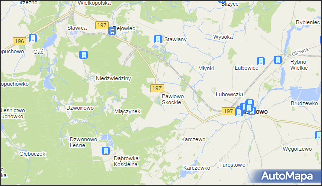 mapa Pawłowo Skockie, Pawłowo Skockie na mapie Targeo