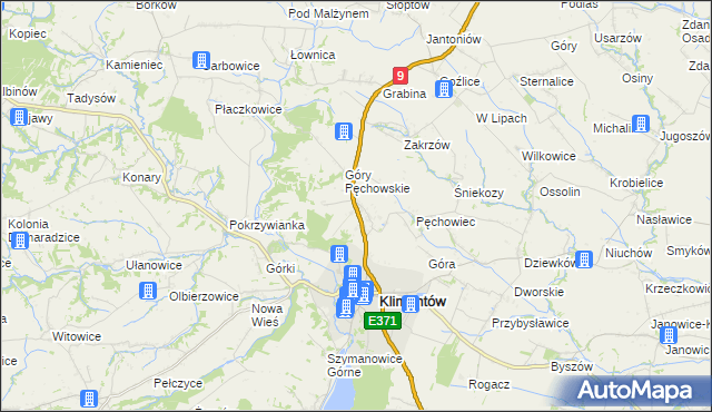 mapa Pęchów, Pęchów na mapie Targeo