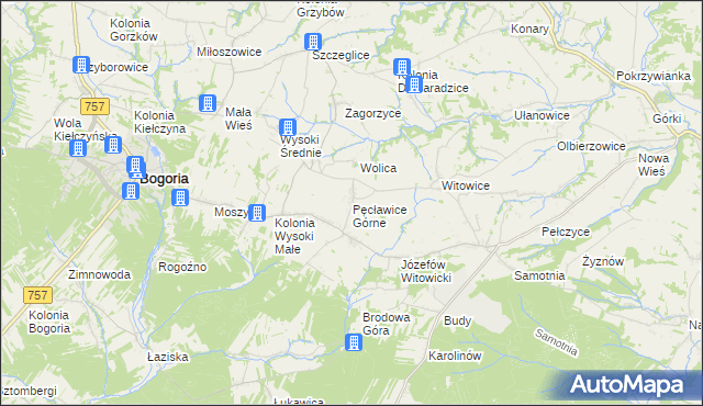 mapa Pęcławice Górne, Pęcławice Górne na mapie Targeo