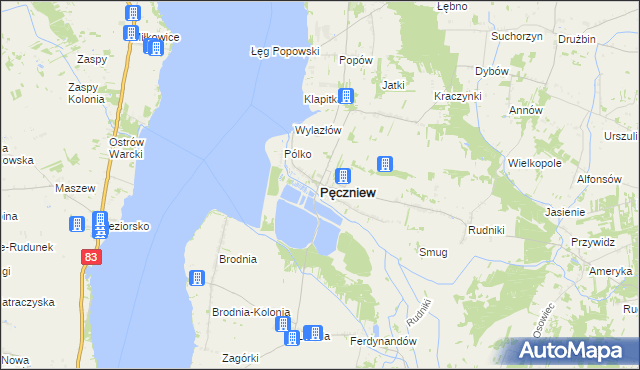 mapa Pęczniew, Pęczniew na mapie Targeo