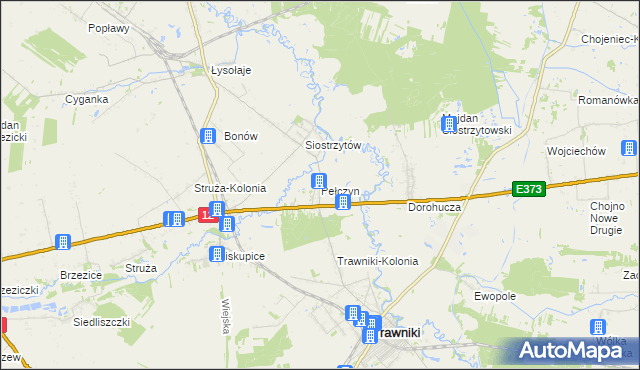 mapa Pełczyn gmina Trawniki, Pełczyn gmina Trawniki na mapie Targeo