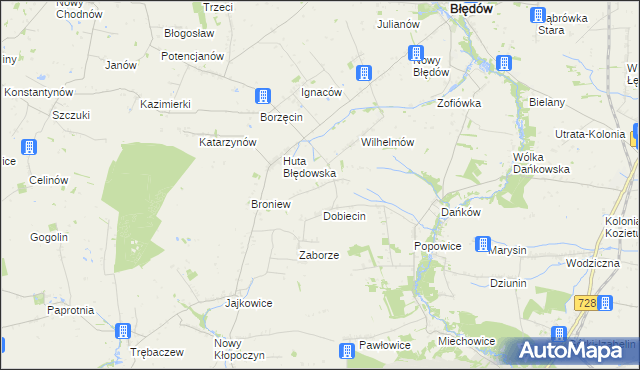 mapa Pelinów gmina Błędów, Pelinów gmina Błędów na mapie Targeo