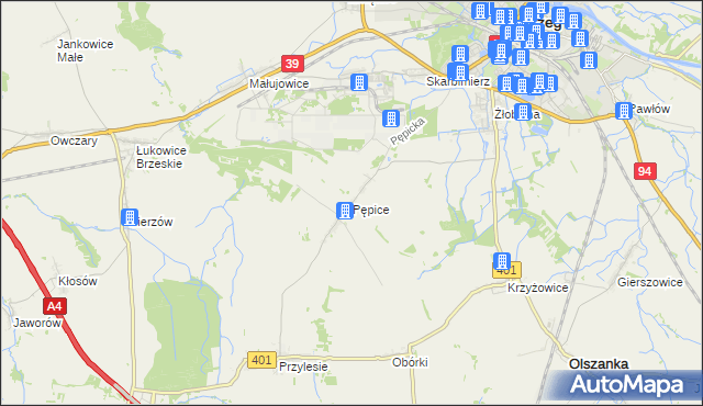 mapa Pępice gmina Skarbimierz, Pępice gmina Skarbimierz na mapie Targeo