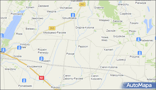 mapa Pępocin, Pępocin na mapie Targeo