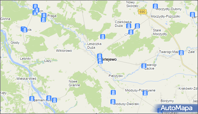 mapa Perlejewo, Perlejewo na mapie Targeo