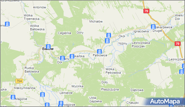 mapa Pętkowice gmina Bałtów, Pętkowice gmina Bałtów na mapie Targeo