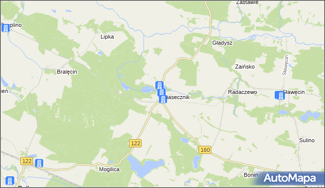 mapa Piasecznik gmina Choszczno, Piasecznik gmina Choszczno na mapie Targeo
