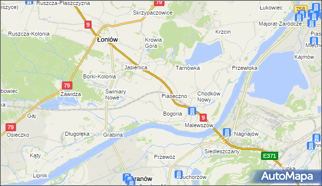 mapa Piaseczno gmina Łoniów, Piaseczno gmina Łoniów na mapie Targeo