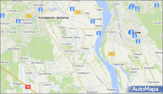 mapa Piaski gmina Konstancin-Jeziorna, Piaski gmina Konstancin-Jeziorna na mapie Targeo