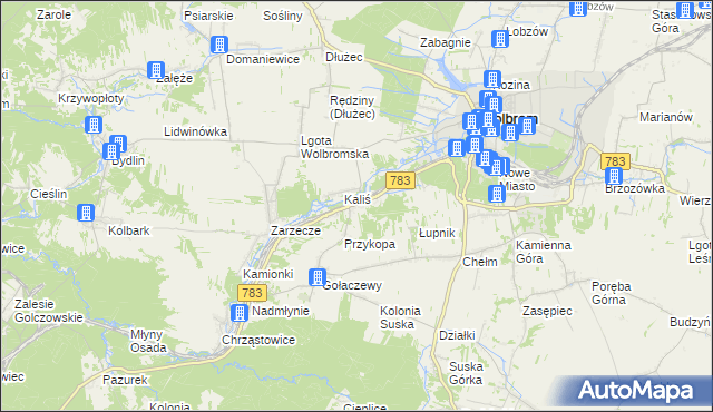 mapa Piaski gmina Wolbrom, Piaski gmina Wolbrom na mapie Targeo