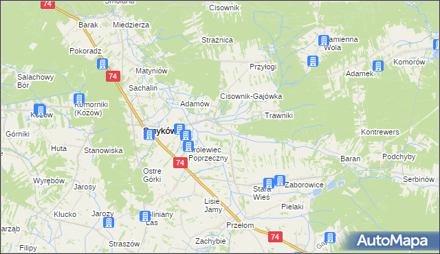 mapa Piaski Królewieckie, Piaski Królewieckie na mapie Targeo