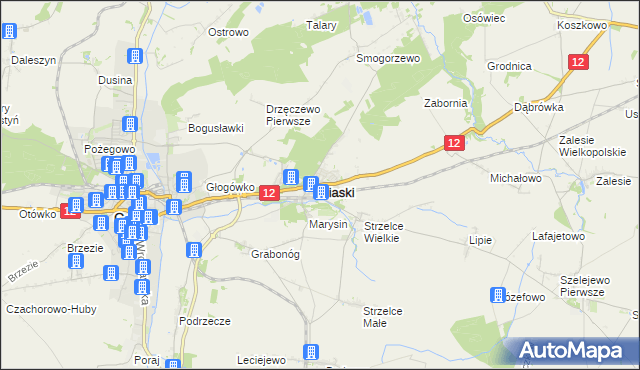 mapa Piaski powiat gostyński, Piaski powiat gostyński na mapie Targeo