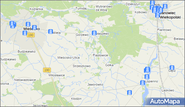 mapa Piastowice gmina Mieścisko, Piastowice gmina Mieścisko na mapie Targeo