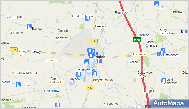 mapa Piątek powiat łęczycki, Piątek powiat łęczycki na mapie Targeo