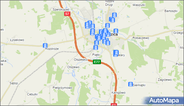 mapa Piątki gmina Nidzica, Piątki gmina Nidzica na mapie Targeo