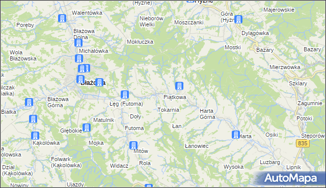 mapa Piątkowa gmina Błażowa, Piątkowa gmina Błażowa na mapie Targeo