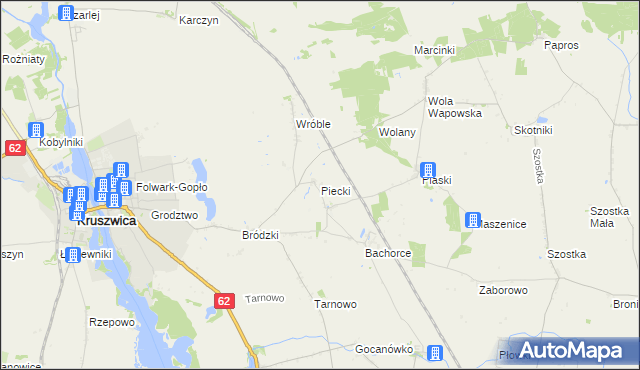 mapa Piecki gmina Kruszwica, Piecki gmina Kruszwica na mapie Targeo