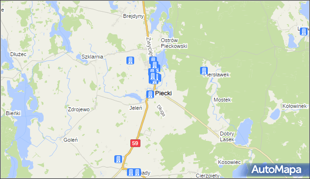 mapa Piecki powiat mrągowski, Piecki powiat mrągowski na mapie Targeo