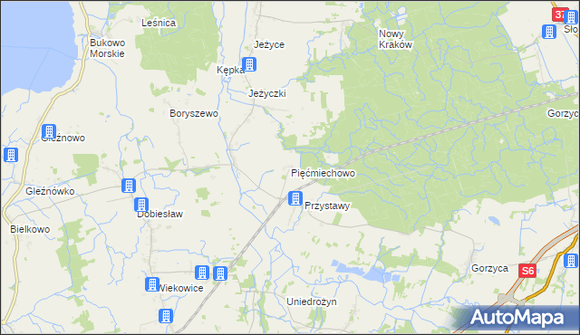 mapa Pięćmiechowo, Pięćmiechowo na mapie Targeo