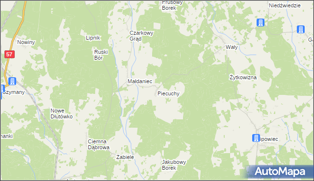 mapa Piecuchy, Piecuchy na mapie Targeo