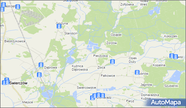 mapa Pieczyska gmina Świerczów, Pieczyska gmina Świerczów na mapie Targeo