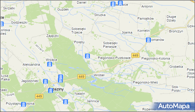 mapa Piegonisko-Pustkowie, Piegonisko-Pustkowie na mapie Targeo