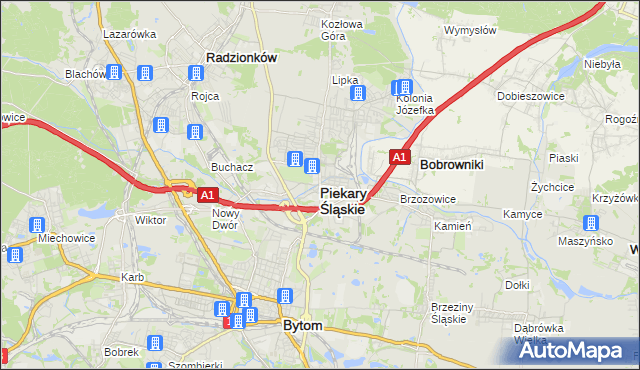 mapa Piekary Śląskie, Piekary Śląskie na mapie Targeo