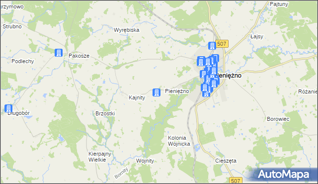 mapa Pieniężno Pierwsze, Pieniężno Pierwsze na mapie Targeo