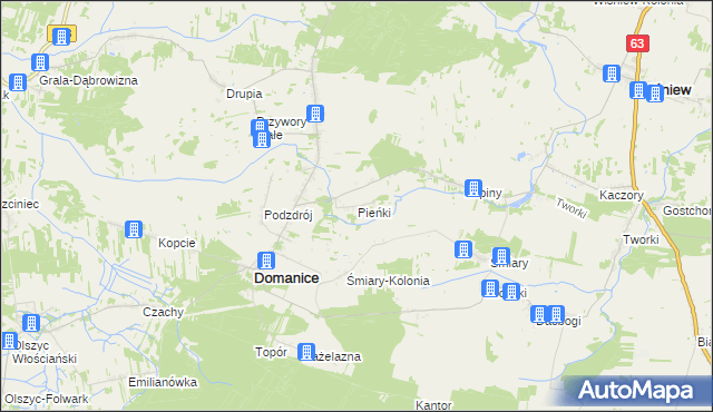 mapa Pieńki gmina Domanice, Pieńki gmina Domanice na mapie Targeo