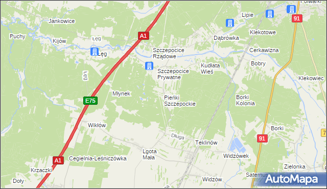 mapa Pieńki Szczepockie, Pieńki Szczepockie na mapie Targeo