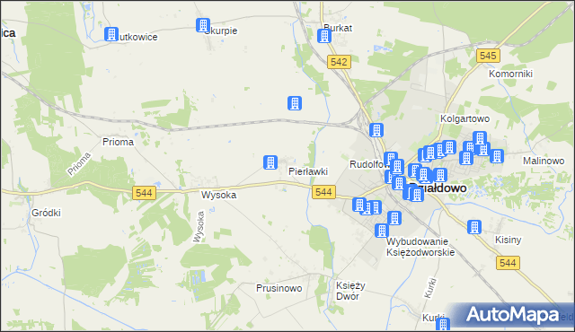 mapa Pierławki gmina Działdowo, Pierławki gmina Działdowo na mapie Targeo