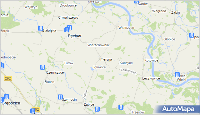 mapa Piersna, Piersna na mapie Targeo