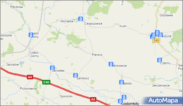 mapa Piersno gmina Kostomłoty, Piersno gmina Kostomłoty na mapie Targeo