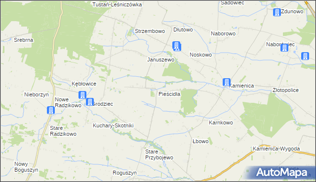 mapa Pieścidła, Pieścidła na mapie Targeo