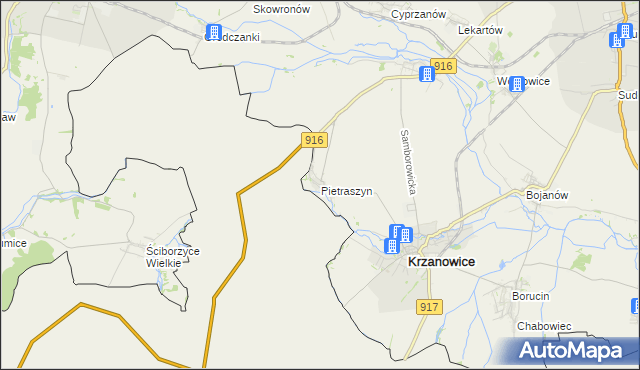 mapa Pietraszyn, Pietraszyn na mapie Targeo